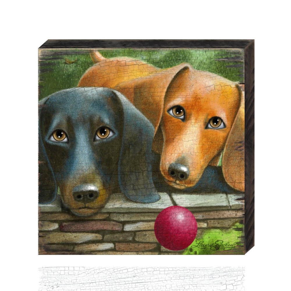 0074655007431 - DESIGNOCRACY 8511116-12 WHERES THE BALL ART BY LAURA SEELEY ON WOODEN BOARD WALL DECOR