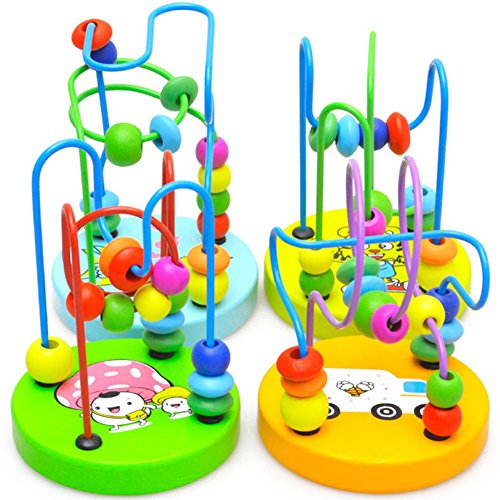 0746704131946 - GENERIC WOODEN BABY KID CHILDREN MINI AROUND BEADS WIRE MAZE EDUCATIONAL PLAY TOY GAME GIFT