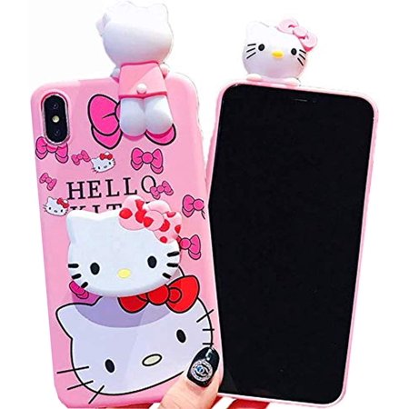 0746729086931 - 3D HELLO KITTY FOR IPHONE 7 PLUS 6.5” SOFT SILICONE PROTECTOR CASE GEL SHOCKPROOF PEEKING FRIEND PHONE COVER WITH LANYARD STRAP & HAND HOLDER STAND ~ ESTUCHE FUNDAS COBERTOR