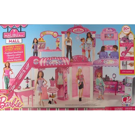 0746775996321 - BARBIE MALIBU AVE SHOPPING MALL 50+ PIECES PLAYSET W WORKING ESCALATOR, FASHION BOUTIQUE, HAIR SALON, FOOD COURT & THEATER - MALL IS 2+ FEET HIGH X 4 FEET WIDE TOYSRUS EXCLUSIVE