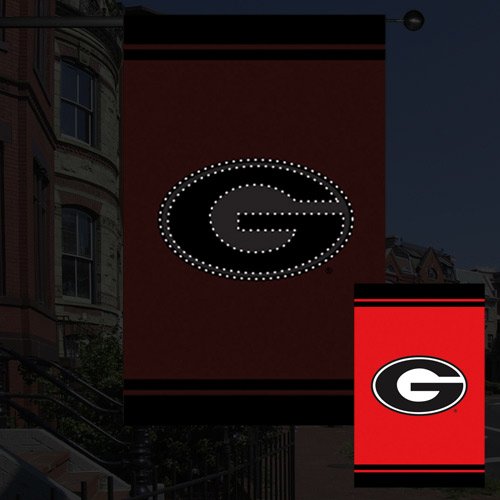0746851730689 - NCAA GEORGIA BULLDOGS FIBER OPTIC FLAG - RED/BLACK