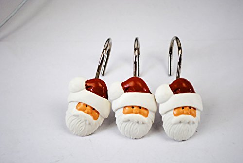 0747150094885 - TWOFISHES HOME FASHIONS SANTA CLAUS CERAMIC RESIN SHOWER CURTAIN HOOKS-SET OF 12 BY TWOFISHES HOME FASHIONS