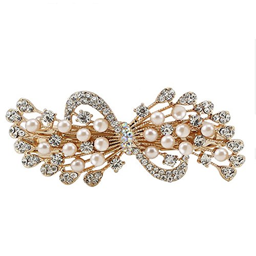 0747150177731 - TOP CRYSTAL HAIR CLIPS WITH PEARL JEWELRY ALLOY 3A QUALITY HAIR ACCESSORIES (SILVER)