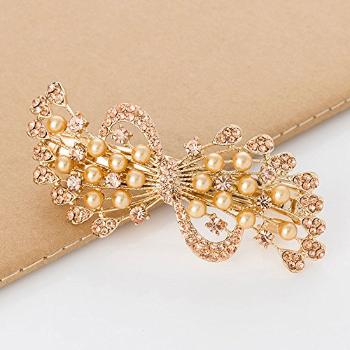0747150177748 - TOP CRYSTAL HAIR CLIPS WITH PEARL JEWELRY ALLOY 3A QUALITY HAIR ACCESSORIES (GOLD)