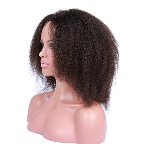 0747150591957 - PREMIER®GLUELESS AFRO KINKY CURLY SILK TOP LACE FRONT WIG BRAZILIAN VIRGIN HUMAN HAIR AFRO KINKY CURL WIGS WITH HEAVY DENSITY AND BABY HAIR 12INCH #2 DARK BROWN