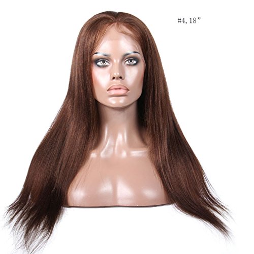 0747150593203 - PREMIER LACE WIG LIGHT YAKI 7A REMY VIRGIN BRAZILIAN HUMAN HAIR FULL LACE WIGS 130% DENSITY CURLY LIGHT BROWN LACE FOR AFRICAN AMERICANS WITH BABY HAIR (22 INCH,#2 DARK BROWN WIG)