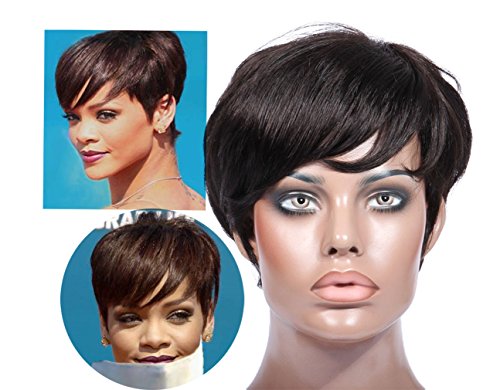 0747150593340 - PREMIER®CELEBRITY HUMAN HAIR WIGS,SHORT NATURAL CURLY STRAIGHT NONE LACE MACHINE MADE WIGS