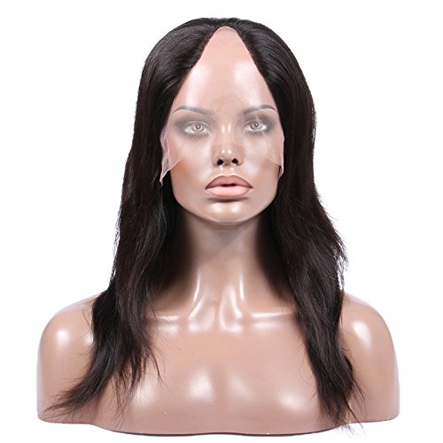 0747150593876 - NATURAL STRAIGHT U PART WIGS 6A BRAZILIAN HUMAN HAIR U PART INVISIBLE LACE WIGS RIGHT OPENING(16 INCH #1B OFF BLACK )FOR AFRIAN AMERCIANSS BLACK WOMEN