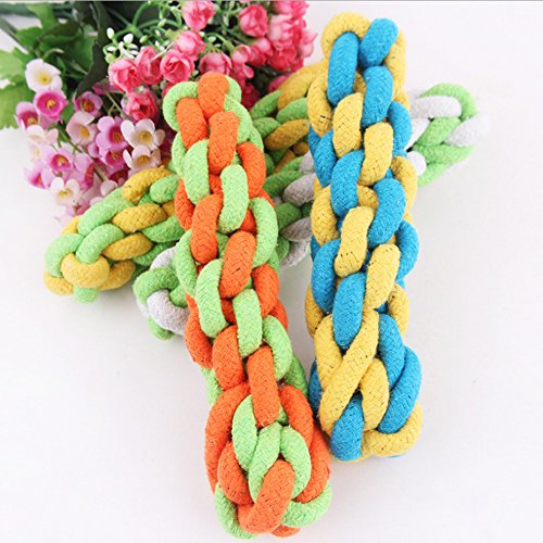 0747180589061 - 1PCS PET DOG PUPPY COTTON BRAIDED ROPE CHEW TOY FUN PLAY TOUGH TOY HEALTHY GUMS -RANDOM COLOR