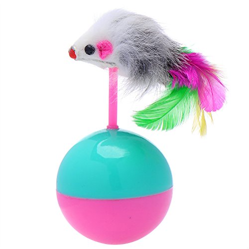 0747180594089 - FUNNY KIDS PET CAT KITTEN TRAINING PLAY TOY FEATHER MICE MOUSE TUMBLER BALL