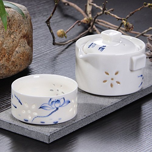 0747297523477 - TEA SETS TEAPOT TEA CUP CHINESE BLUE AND WHITE CERAMIC TEA SET