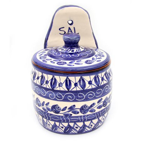 0747356427548 - HAND-PAINTED VINTAGE TRADITIONAL PORTUGUESE TERRACOTTA SMALL SALT HOLDER