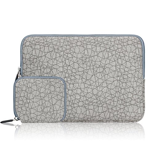 0747380510636 - ARVOK 15 15.6 16 INCH CANVAS FABRIC LAPTOP SLEEVE WITH EXTRA BAG/NOTEBOOK COMPUTER CASE/ULTRABOOK TABLET BRIEFCASE CARRYING BAG/POUCH COVER FOR MACBOOK AIR/PRO/ACER/ASUS/DELL/LENOVO/HP, LEAF VEIN GREY
