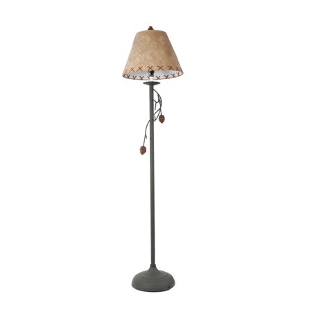 0747552761187 - PINE CONE TREE BRANCH PINECONE PINECONES TWIG CABIN LODGE HOME DECOR STANDING METAL FLOOR LAMP WITH SHADE HOME DECOR LIGHTING
