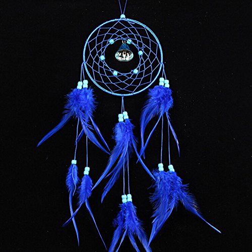0747710203801 - GENERIC 1 PIECE BLUE DREAM CATCHER WITH FEATHERS CAR WALL HANGING DECORATION