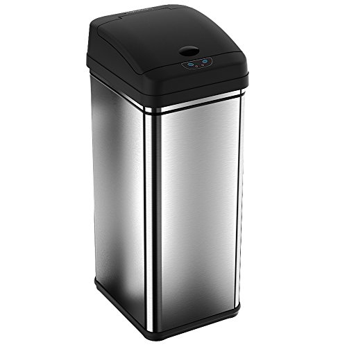 0747725033875 - ITOUCHLESS DEODORIZER 13 GALLON STAINLESS STEEL AUTOMATIC TOUCHLESS TRASH CAN WI