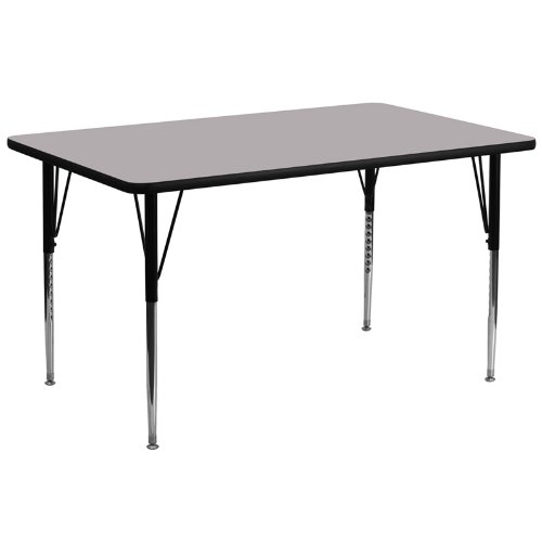 0747725506379 - 30''W X 72''L RECTANGULAR ACTIVITY TABLE WITH GREY THERMAL FUSED LAMINATE TOP AND STANDARD HEIGHT ADJUSTABLE LEGS