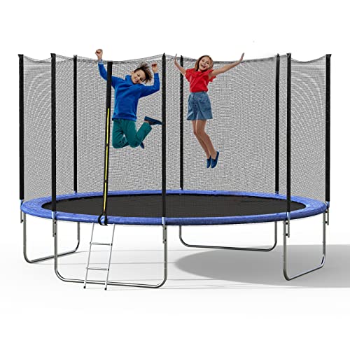 0747814949254 - LYROMIX 12FT TRAM-POLINE FOR KIDS AND ADULTS OUTDOOR TRAM-POLINE WITH ENCLOSURE NET AND LADDER, FOR KIDS