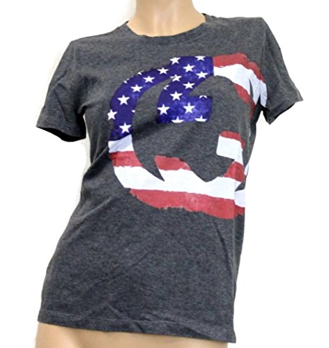 0747865337987 - GUCCI WOMEN'S GRAY USA FLAG TOP WITH INTERLOCKING G LIMITED T SHIRT 296654 (SMALL)