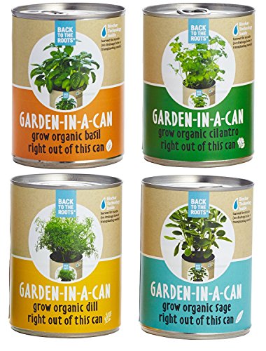 0748006941636 - BACK TO THE ROOTS GARDEN-IN-A-CAN GROW ORGANIC HERBS VARIETY PACK, BASIL/CILANTRO/DILL/SAGE, 4 COUNT