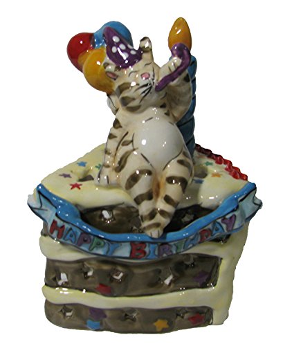 0748006991341 - CLAYWORKS HAPPY BIRTHDAY CAKE TEALIGHT LUMINARY CANDLE HOUSE - BLOWOUT CAT - #995321