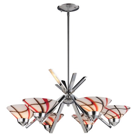 0748119004396 - ELK 1475/6CRW 6-LIGHT CHANDELIER IN POLISHED CHROME AND CREME WHITE GLASS