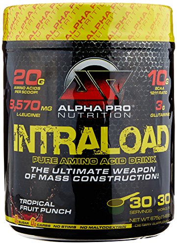 0748252360458 - ALPHA PRO NUTRITION INTRALOAD INTRA-WORKOUT MUSCLE BUILDER, THE ULTIMATE WEAPON IN MASS CONSTRUCTION, BLUE RASPBERRY, 30 SERVINGS