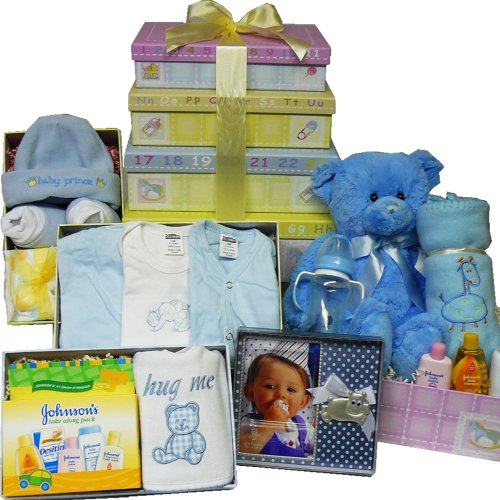0748252890108 - ART OF APPRECIATION GIFT BASKETS WELCOME LITTLE ONE NEW BABY LAYETTE GIFT TOWER, BOY