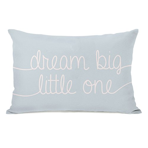 0748347125313 - ONE BELLA CASA DREAM BIG LITTLE ONE THROW PILLOW COVER BY OBC, 14X 20, SPA BLUE