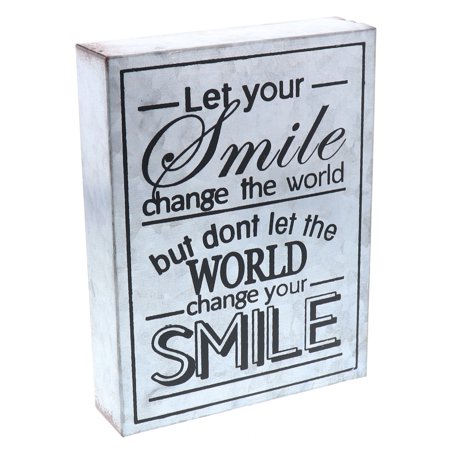 0748388103769 - BARNYARD DESIGNS LET YOUR SMILE CHANGE THE WORLD GALVANIZED METAL BOX WALL ART SIGN, PRIMITIVE COUNTRY FARMHOUSE HOME DECOR SIGN WITH SAYINGS 8” X 6”