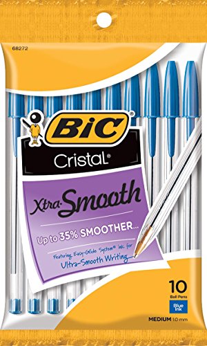 7487993724541 - BIC CRISTAL XTRA SMOOTH BALL PEN, MEDIUM POINT (1.0 MM), BLUE, 10-COUNT