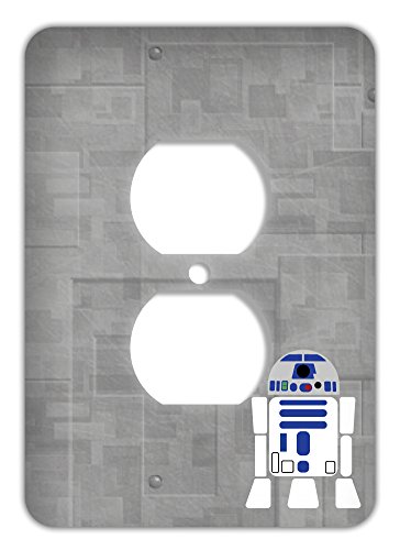 0748809636524 - OUTLET COVER INSPIRED BY STAR WARS -R2D2 ON GRAY SHIP BACKGROUND