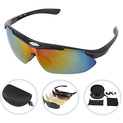 0749110521516 - POLARIZED SPORTS SUNGLASSES WITH 5 INTERCHANGEABLE LENSES FOR MEN WOMEN CYCLING RUNNING GLASSES