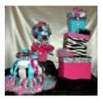 0074927904260 - BABY SHOWER DECORATION SET DIAPER CAKE CARD BOX AND TOPIARY CENTERPIECE