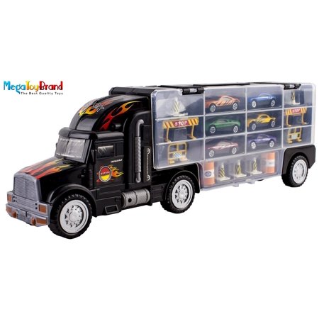 0749357593352 - TRANSPORT CAR CARRIER TRUCK WITH CARS INSIDE (INCLUDES 6 CARS AND 28 SLOTS) - BEST TOYS FOR BOYS