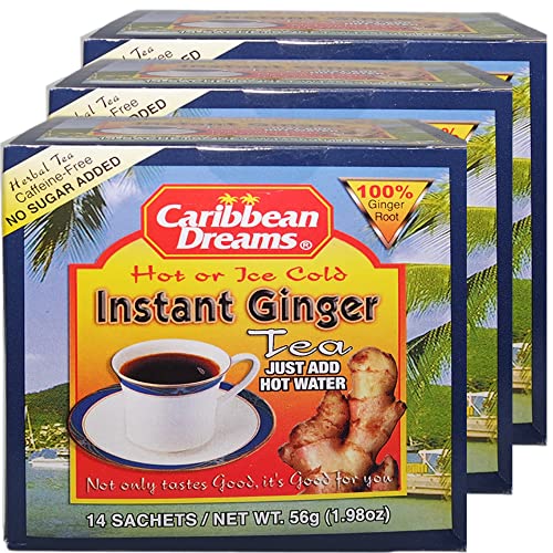 0749650356067 - CARIBBEAN DREAMS INSTANT GINGER TEA UNSWEETENED, 18G (PACK OF 3)