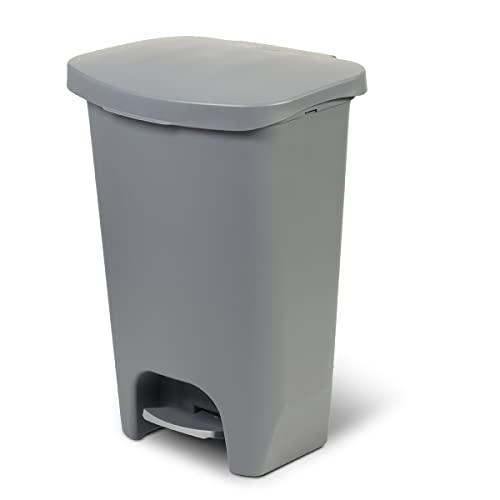 0749732741316 - GLAD 13 GALLON PLASTIC TRASH CAN | GREY WASTE BIN WITH CLOROX ODOR PROTECTION | HANDS FREE OPERATION WITH STEP ON FOOT PEDAL AND BAG RINGS | MADE IN USA