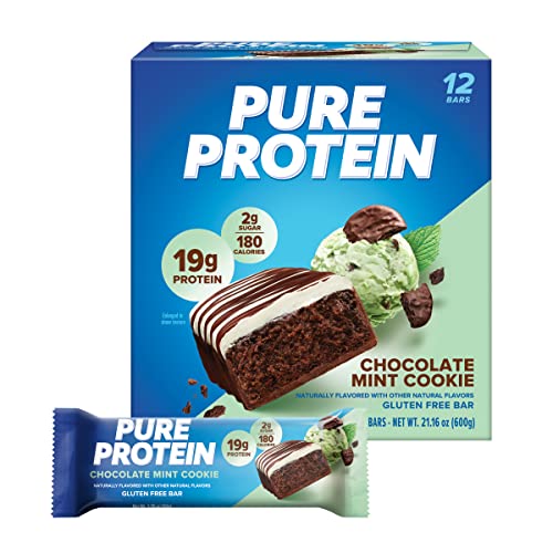 0749826004525 - PURE PROTEIN BARS, HIGH PROTEIN, NUTRITIOUS SNACKS TO SUPPORT ENERGY, LOW SUGAR, GLUTEN-FREE, CHOCOLATE MINT COOKIE,1.76OZ, 12 PACK