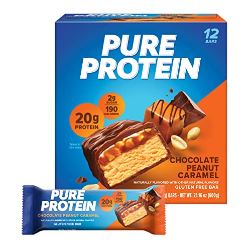 0749826539102 - PURE PROTEIN BARS, HIGH PROTEIN, NUTRITIOUS SNACKS TO SUPPORT ENERGY, LOW SUGAR, GLUTEN FREE, CHOCOLATE PEANUT CARAMEL, 1.76OZ, 12 PACK