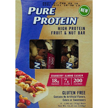 0749826575537 - PURE PROTEIN FRUIT AND NUT BAR, CRANBERRY ALMOND CASHEW VALUE PACK, 6 COUNT