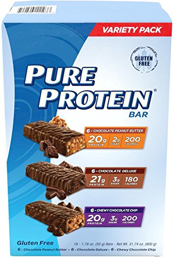 0749826597027 - PURE PROTEIN BAR VARIETY PACK (6 CHOCOLATE PEANUT BUTTER, 6 CHEWY CHOCOLATE CHIP, 6 CHOCOLATE DELUXE), (18 COUNT OF 1.76 OZ BARS) FROM PURE PROTEIN