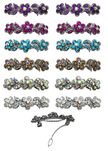 0750030811212 - DOZEN PACK OF 12 BARRETTES WITH FRENCH CLIP CLASP AND SPARKLING STONES U86250-1338-D2