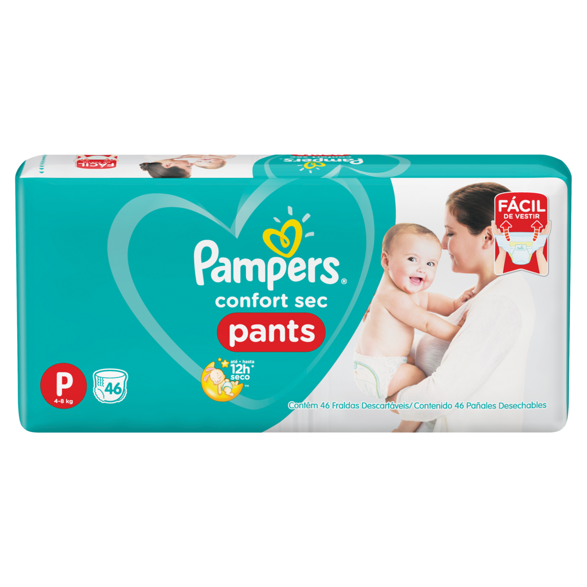 7500435122214 - FRALDA DESCARTÁVEL INFANTIL PANTS PAMPERS CONFORT SEC P PACOTE 46 UNIDADES