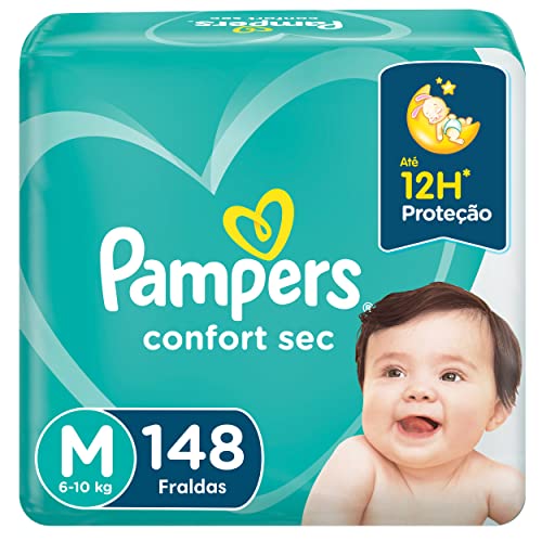 7500435130233 - FRALDA DESCARTÁVEL INFANTIL PAMPERS CONFORT SEC M PACOTE 148 UNIDADES