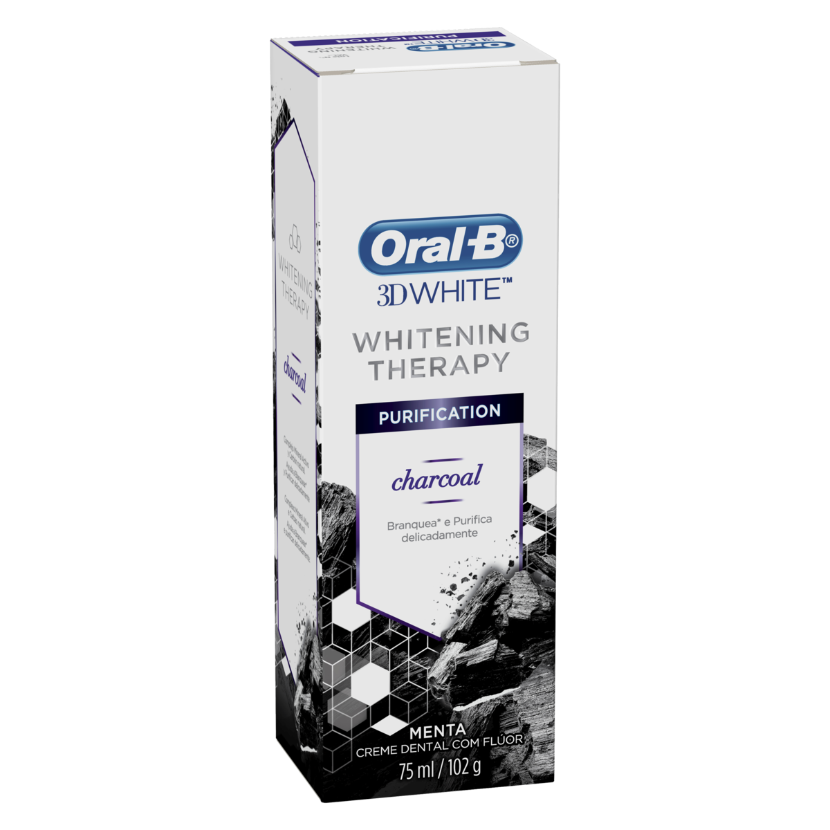 7500435142700 - CREME DENTAL PURIFICATION CHARCOAL MENTA ORAL-B 3D WHITE WHITENING THERAPY CAIXA 102G
