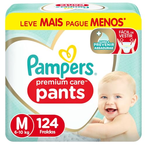 7500435146012 - FRALDA DESCARTÁVEL INFANTIL PANTS PAMPERS PREMIUM CARE M PACOTE 124 UNIDADES LEVE MAIS PAGUE MENOS