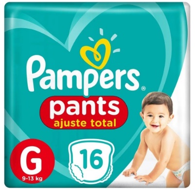 7500435146159 - FRALDA DESCARTÁVEL INFANTIL PANTS PAMPERS AJUSTE TOTAL G PACOTE 16 UNIDADES