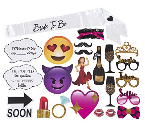 7500462397401 - BACHELORETTE PARTY DECORATION PROPS KIT FUN GIRLS NIGHT OUT FUNNY IDEA WITH BRIDE TO BE SASH AND SEXY GARTER VIBRANT PHOTO BOOTH ACCESSORIES, WALL DECOR AND FAVORS QUICK ASSEMBLY