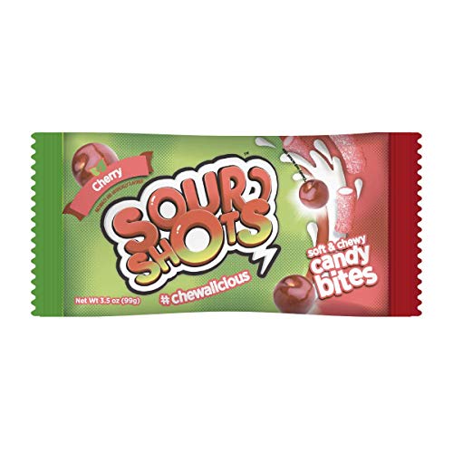 7500463905148 - SOUR SHOTS BITES, SOFT AND CHEWY CANDY BITES SHARE PACK SWEET AND SOUR CHERRY FLAVOR, INDIVIDUAL BAG WITH 3.5OZ/99GR EACH