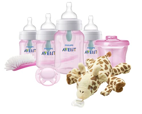 0075020093691 - PHILIPS AVENT ANTI-COLIC BABY BOTTLE WITH AIRFREE VENT NEWBORN GIFT SET WITH SNUGGLE, PINK, SCD307/02